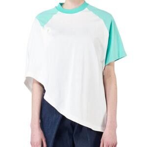Sirloin Japanese Bukko-T Teal White Asymmetrical Short Sleeve Shirt Small